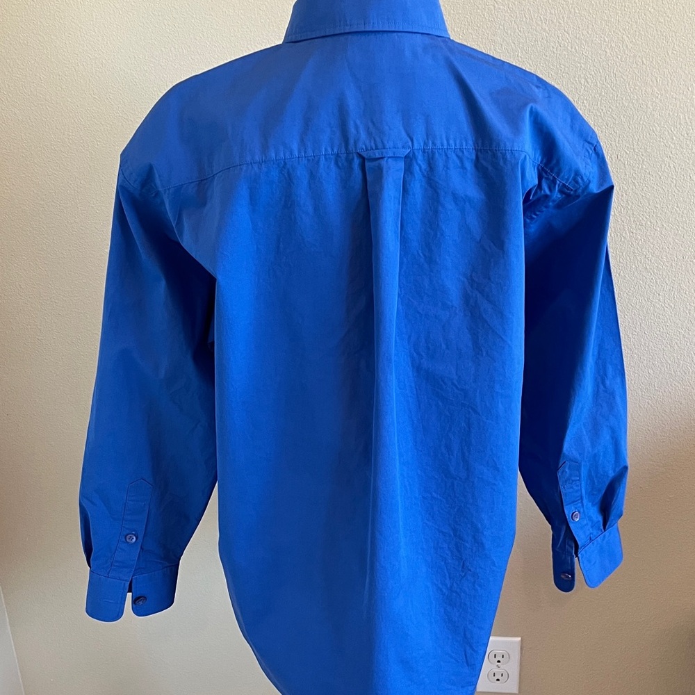 Lafayette 148 New York Women’s Cobalt Blue Cotton Shirt size M/L - Picture 4 of 7